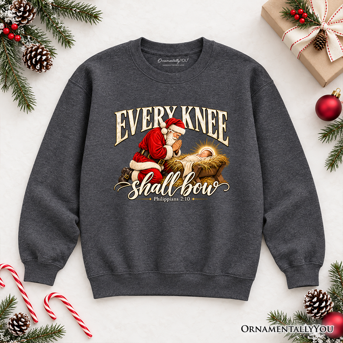 Every Knee Shall Bow Christian Christmas Sweatshirt | Nativity Sweater