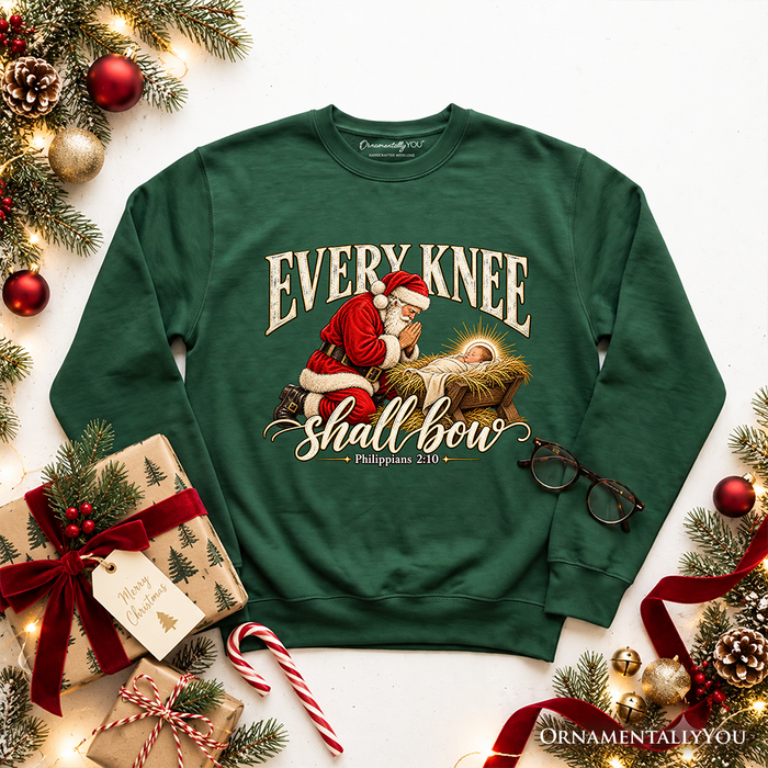 Every Knee Shall Bow Christian Christmas Sweatshirt | Nativity Sweater