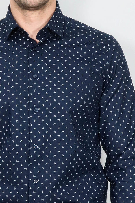 Men’s Navy Shirt with Minimal White Pattern