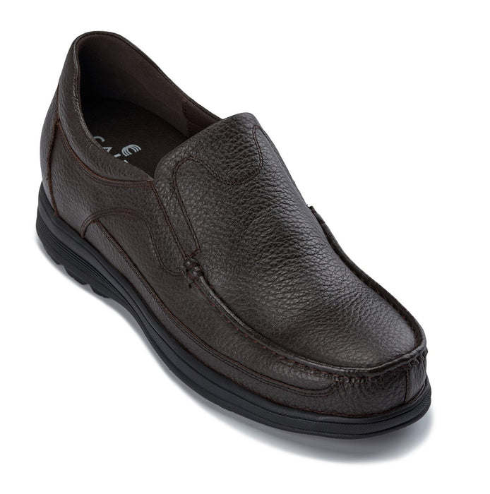 CALTO G1823 Lightweight Slip-On Loafer/Dress Shoes-3 Inches Taller (Brown)