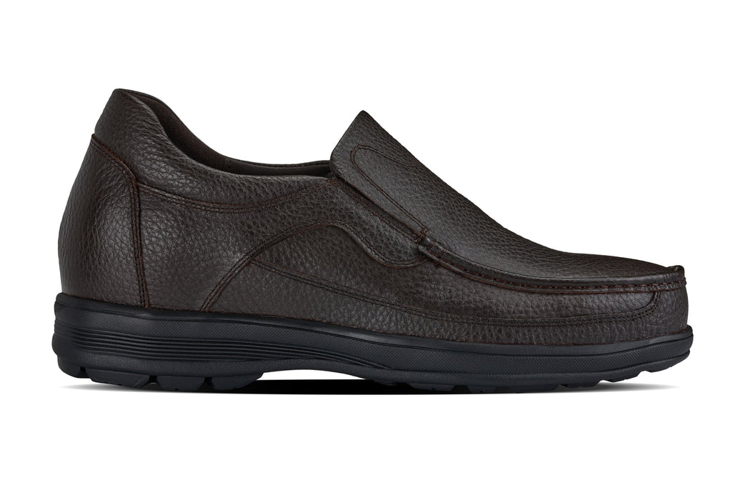 CALTO G1823 Lightweight Slip-On Loafer/Dress Shoes-3 Inches Taller (Brown)