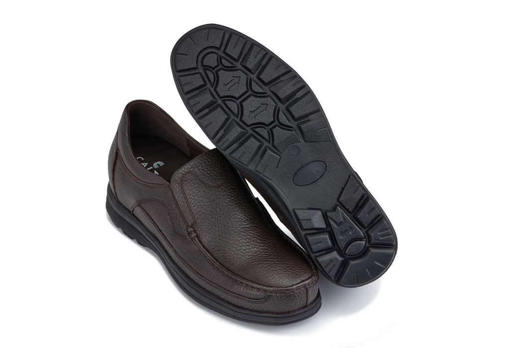 CALTO G1823 Lightweight Slip-On Loafer/Dress Shoes-3 Inches Taller (Brown)