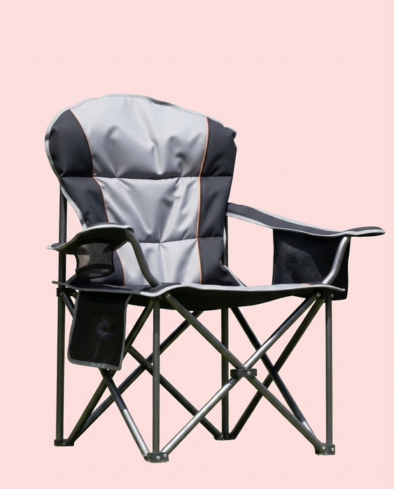 Heavy Duty Folding Camping Chair w/ Cup Holder & Cooler Bag 500 lbs