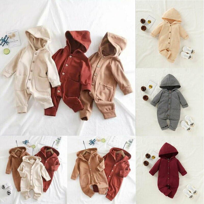 STEVVEX Baby Cozy Hooded Winter Romper
