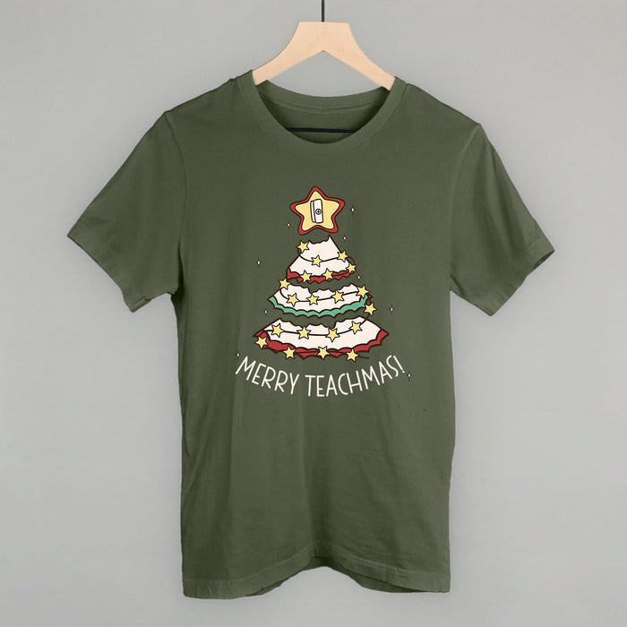 Merry Teachmas Tree Doodle Printed Shirts