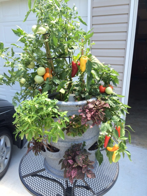 22-Pocket Vertical Patio Planter with Center Watering Tube "Gray Granite”