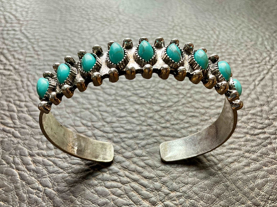 Light Silver Plated Multi-Row Turquoise Bracelet