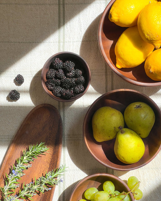 Handcrafted Rustic Acacia Wood Bowl Set