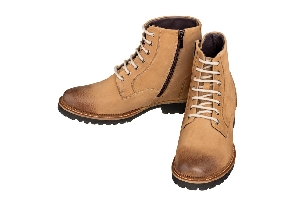 CALTO - K24403 Casual Zipper Boots, 3 Inches Taller (Brown) -