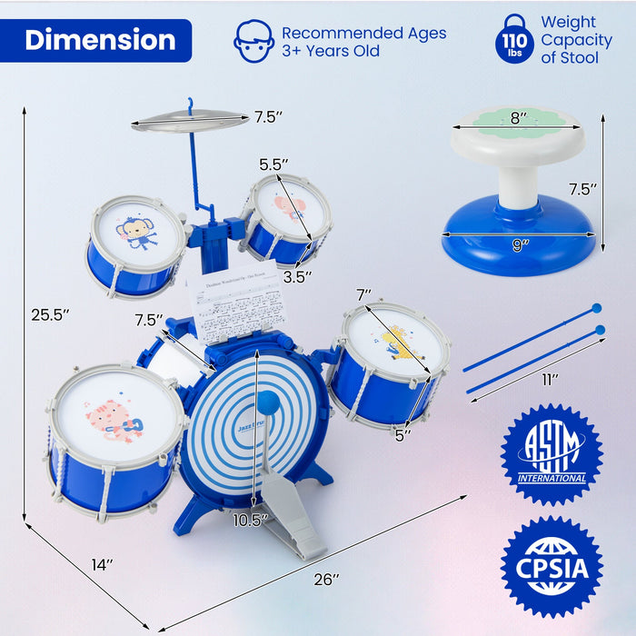 Kids Drum Set Educational Percussion Musical Toy