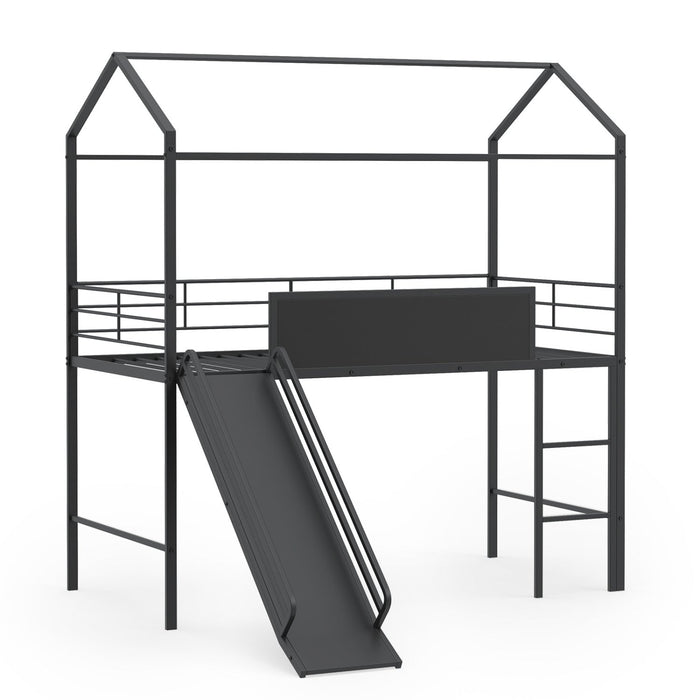 Kids Twin Size Loft Bed with Ladder and Slide