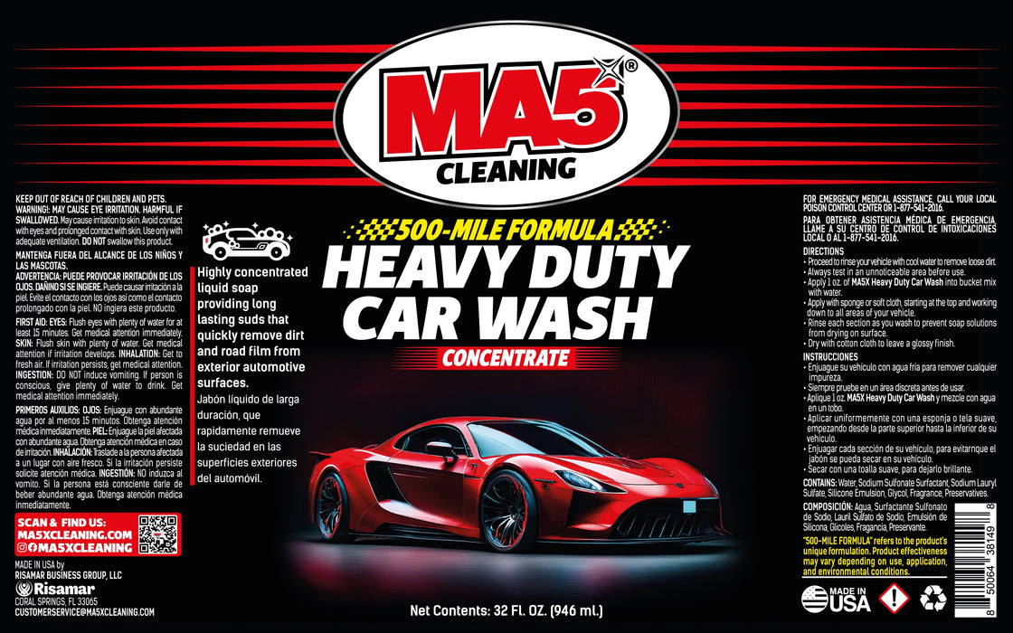 MA5X Concentrated Car Wash Soap: High Foam, Streak-Free