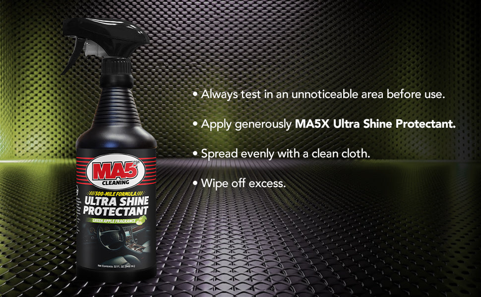 MA5X Ultra Shine Protectant: Non-Greasy Car Interior Dressing with Green Apple Scent