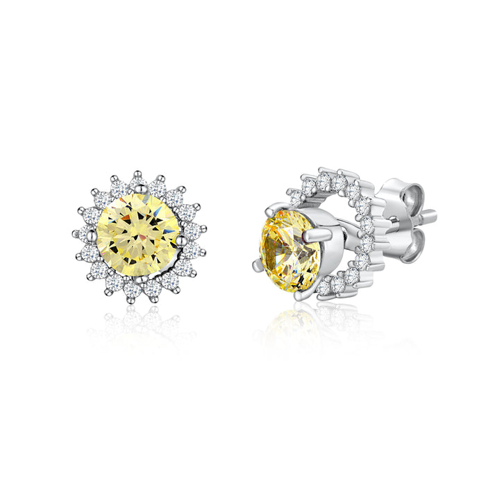 MASSETE Sterling Silver 925 Halo Stud Post Earrings with Removeable Jacket