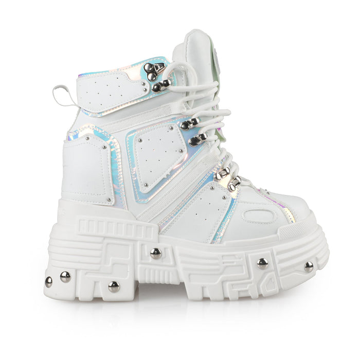 Mangosteen 05 - White-Holo Women's Platform Sneakers