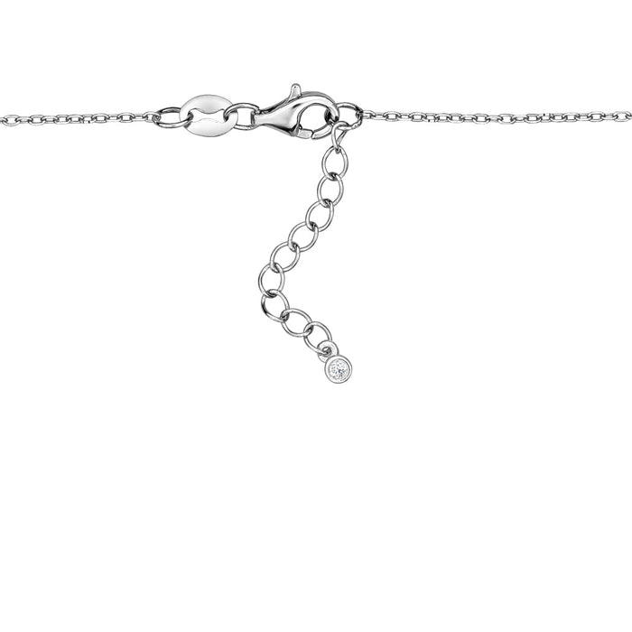 Sterling Silver Necklace Double Heart with Simulated Diamonds Pendant 17.5"