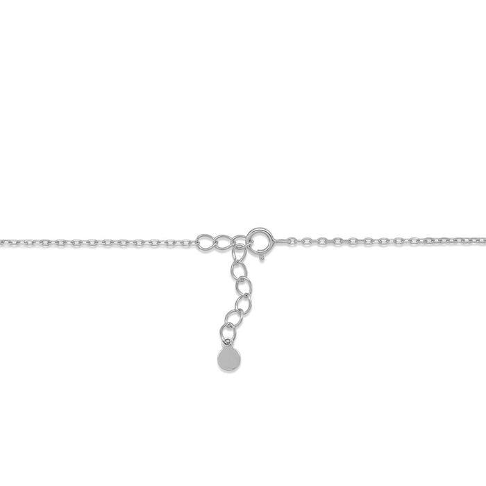 Sterling Silver Tilted Heart Necklace Pendant with Simulated Diamonds 17.5"