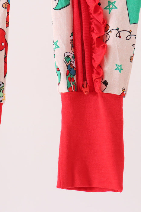 Kids Toy Story Christmas Ruffle Bamboo Romper