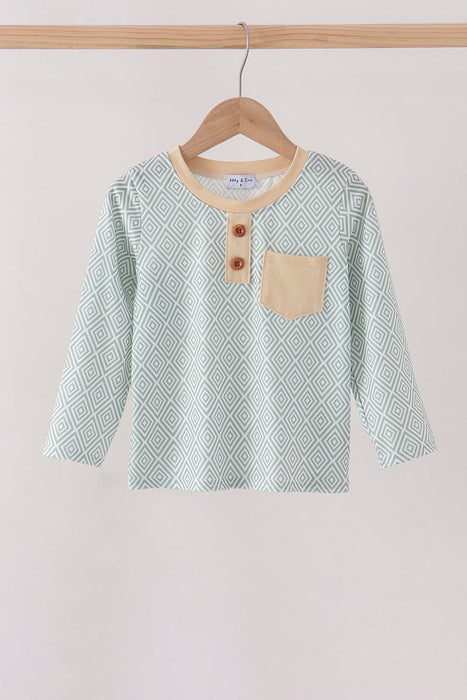 Kids Khaki Geo Diamond Pocket Shirt