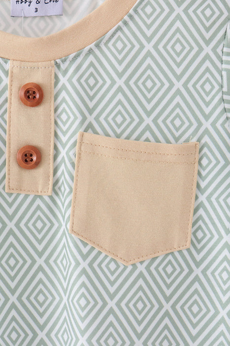 Kids Khaki Geo Diamond Pocket Shirt