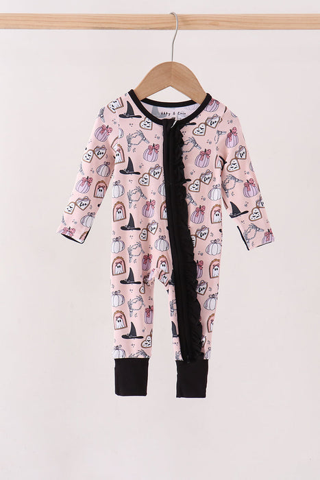 Kids Spooky Embroidery Ruffle Romper
