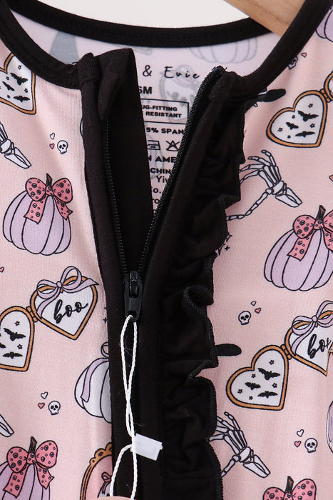 Kids Spooky Embroidery Ruffle Romper