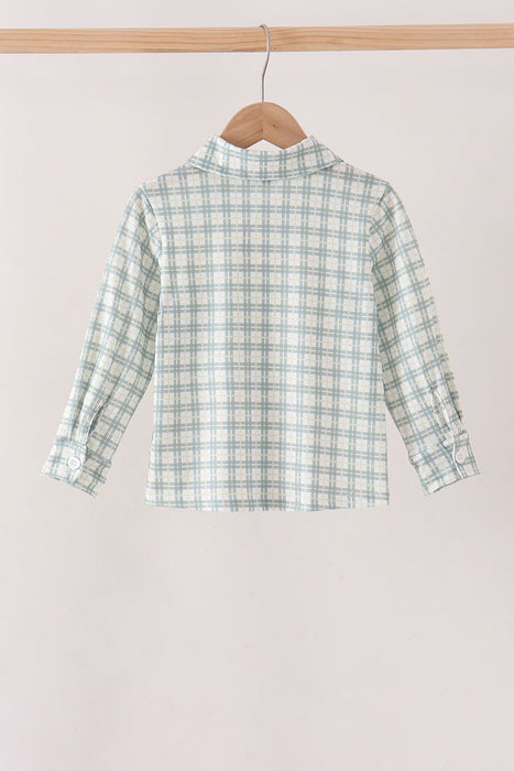 Kids Sage Plaid Button Down Shirt