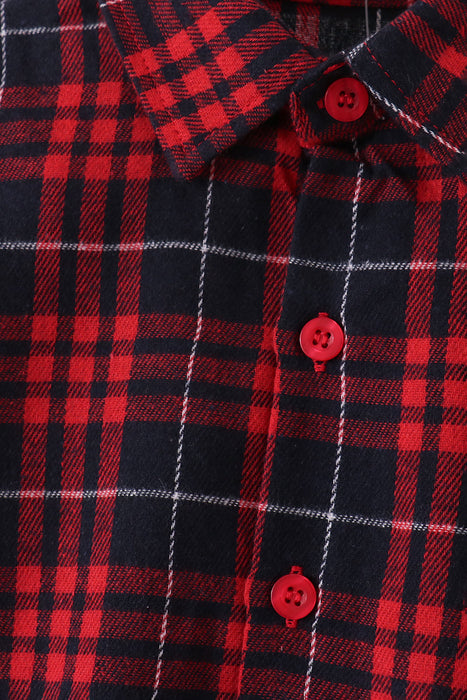 Kids Red Plaid Button Down Shirt