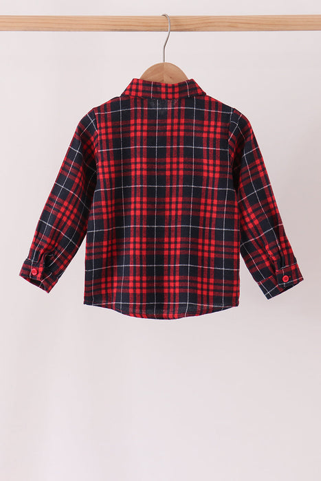 Kids Red Plaid Button Down Shirt