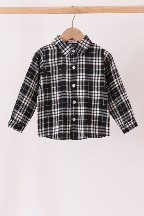 Toddler & Kids Black & White Plaid Button-Down