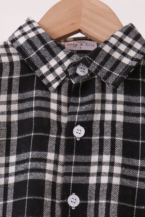 Toddler & Kids Black & White Plaid Button-Down