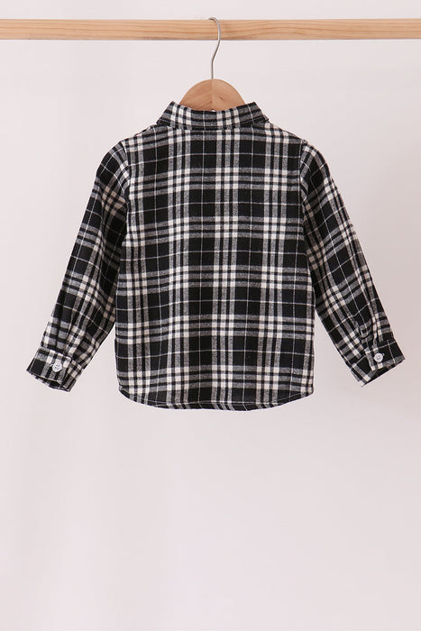 Toddler & Kids Black & White Plaid Button-Down