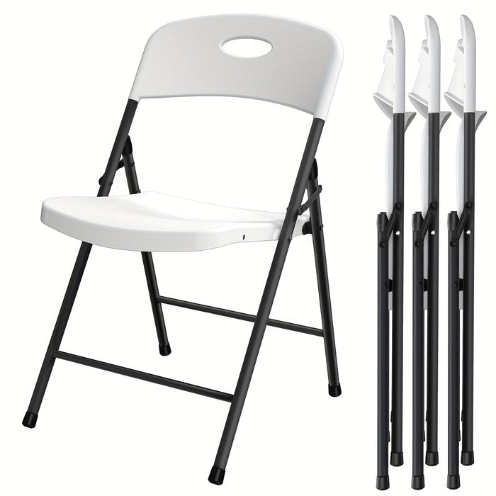 2/4/6 Pack White Plastic Folding Chairs Heavy Duty Metal Frame
