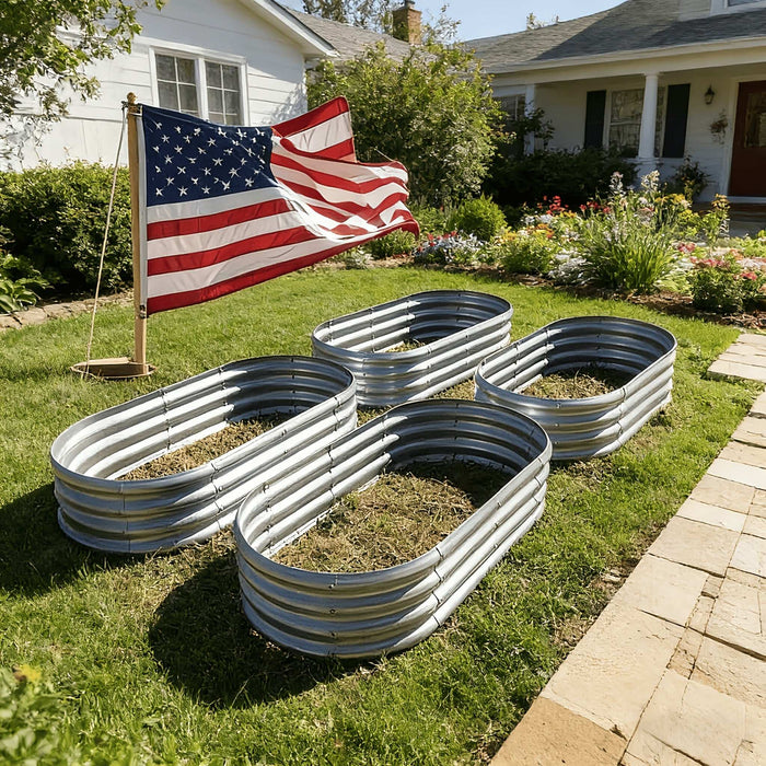 4x2x1 FT Oval Galvanized Raised Garden Bed Kit