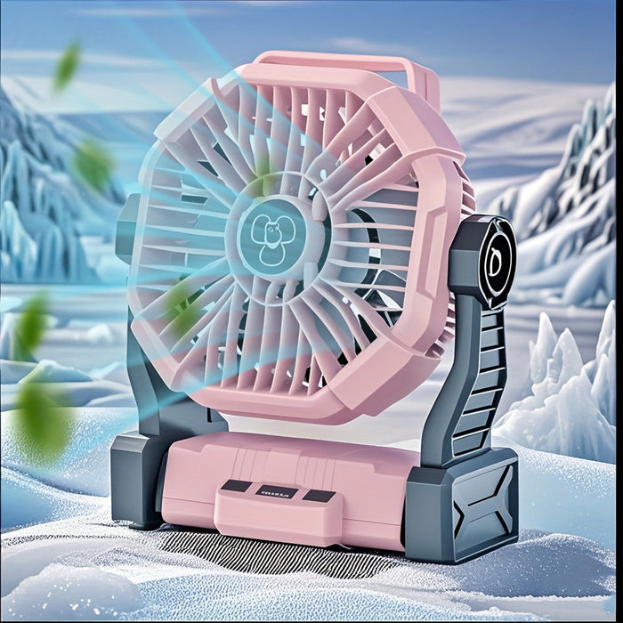 10400mAh 13hrs Rechargeable Automatic Camping Fan with LED Light