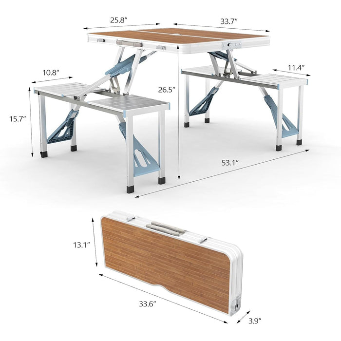 4FT Folding Camping Table w/4 Seats Portable