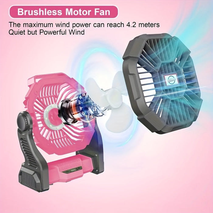 10400mAh 13hrs Rechargeable Automatic Camping Fan with LED Light