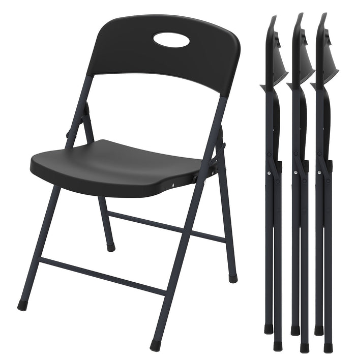 2/4/6 Pack White Plastic Folding Chairs Heavy Duty Metal Frame