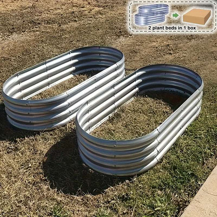 4x2x1 FT Oval Galvanized Raised Garden Bed Kit