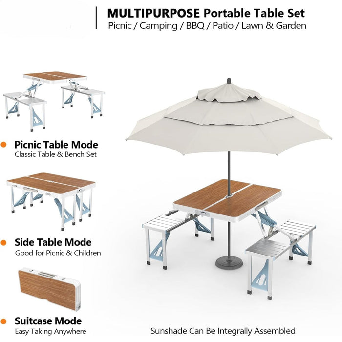 4FT Folding Camping Table w/4 Seats Portable