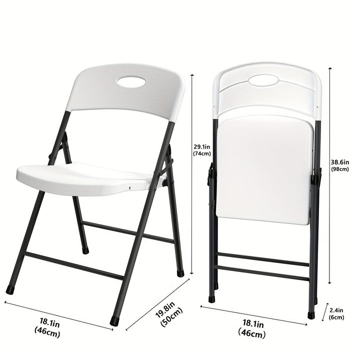 2/4/6 Pack White Plastic Folding Chairs Heavy Duty Metal Frame