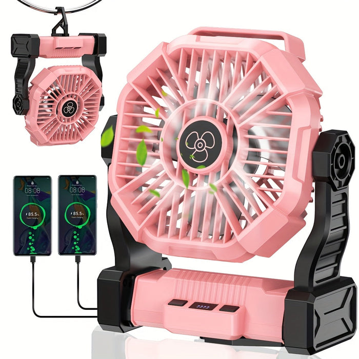 10400mAh 13hrs Rechargeable Automatic Camping Fan with LED Light