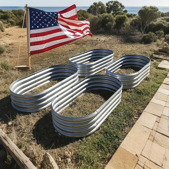 4x2x1 FT Oval Galvanized Raised Garden Bed Kit