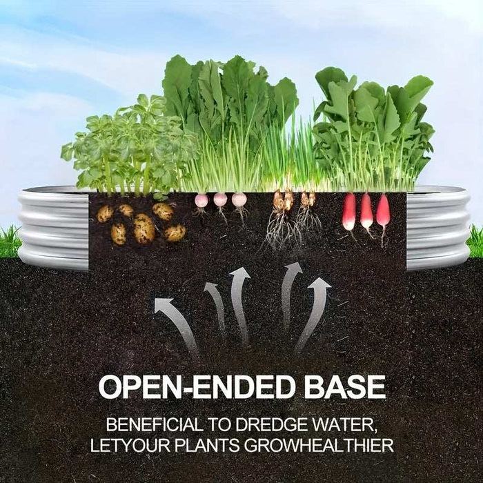 4x2x1 FT Oval Galvanized Raised Garden Bed Kit