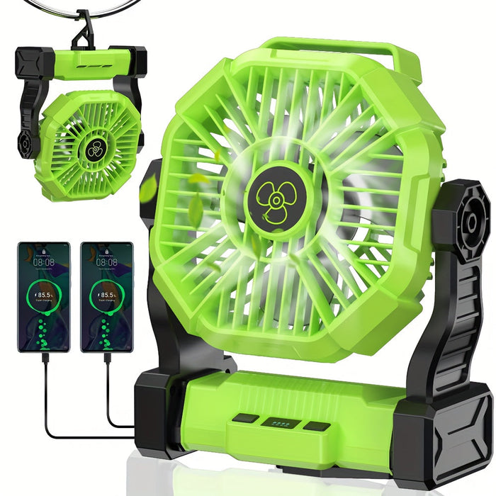10400mAh 13hrs Rechargeable Automatic Camping Fan with LED Light