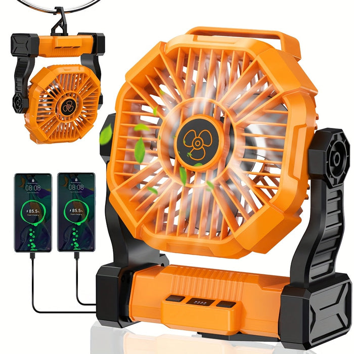 10400mAh 13hrs Rechargeable Automatic Camping Fan with LED Light