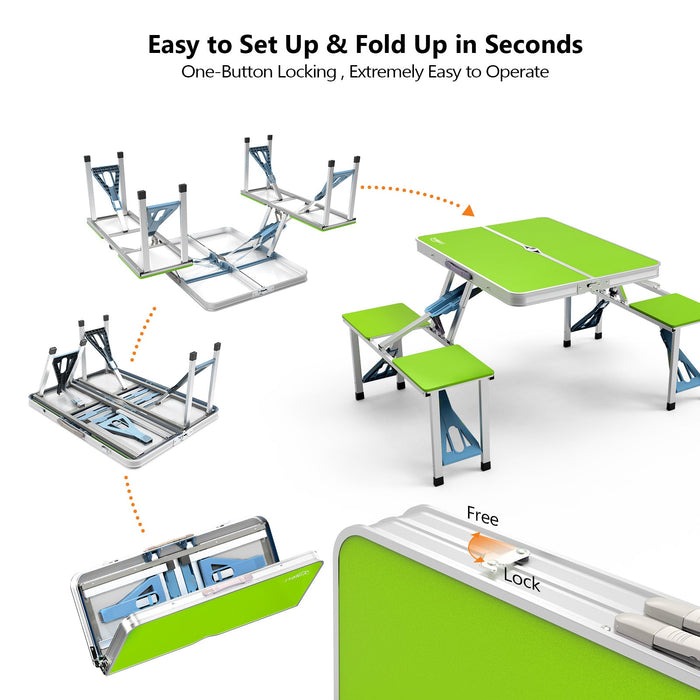 4FT Folding Camping Table w/4 Seats Portable