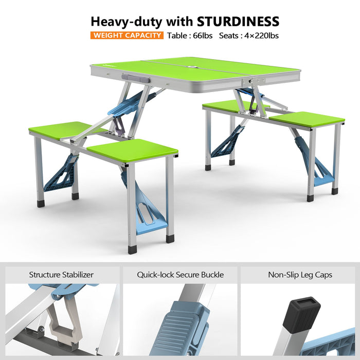 4FT Folding Camping Table w/4 Seats Portable