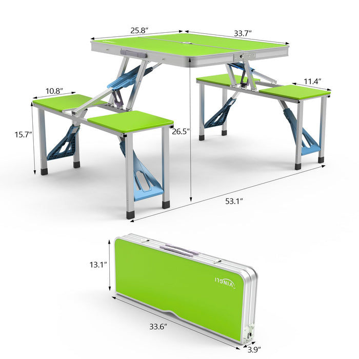 4FT Folding Camping Table w/4 Seats Portable