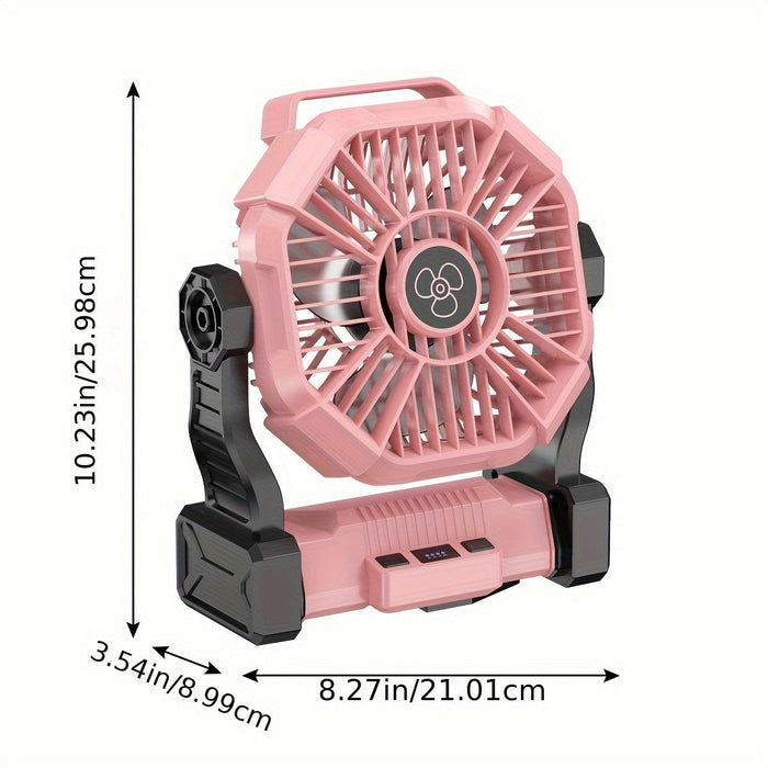 10400mAh 13hrs Rechargeable Automatic Camping Fan with LED Light